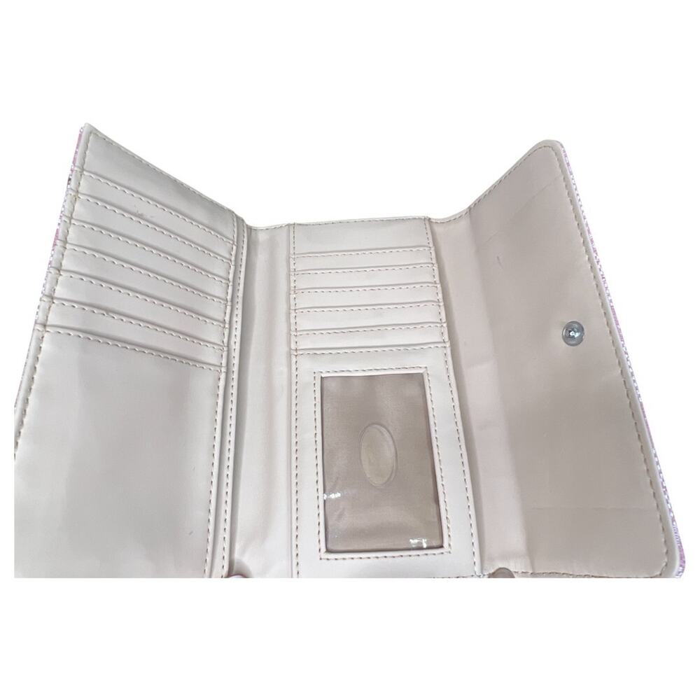 GUESS Pink Monogram Tri-Fold Wallet with Zip Pocket and Card Slots NWOT - Picture 3 of 7